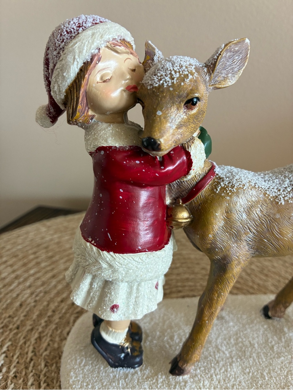 Hobby Lobby Girl Hugging/Kissing Deer Holiday Figurine - Picture 9 of 13